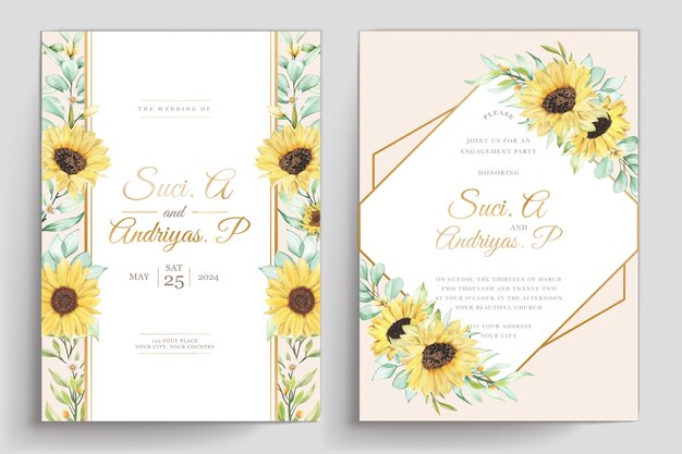 watercolor sunflower invitation card design