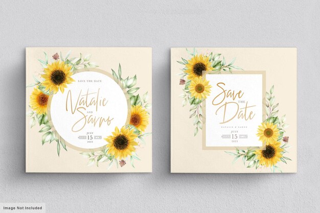 watercolor sunflower invitation card set