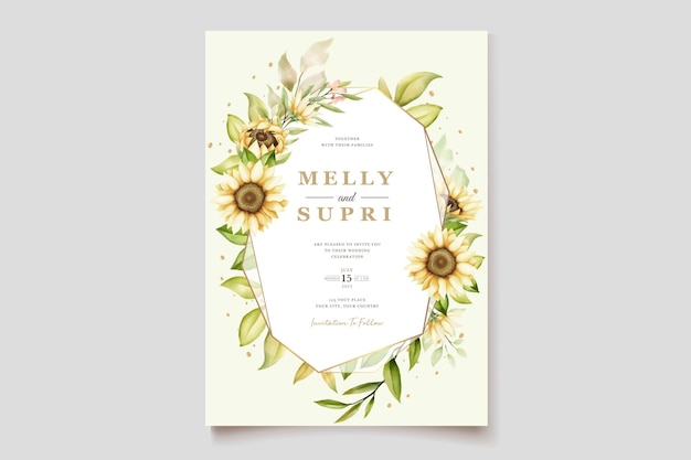 Free vector watercolor sunflower invitation card