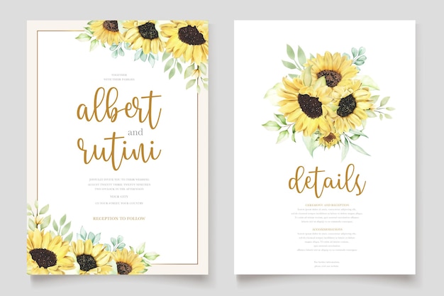 Free vector watercolor sunflower invitation card