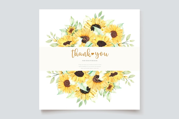 Free vector watercolor sunflower invitation card