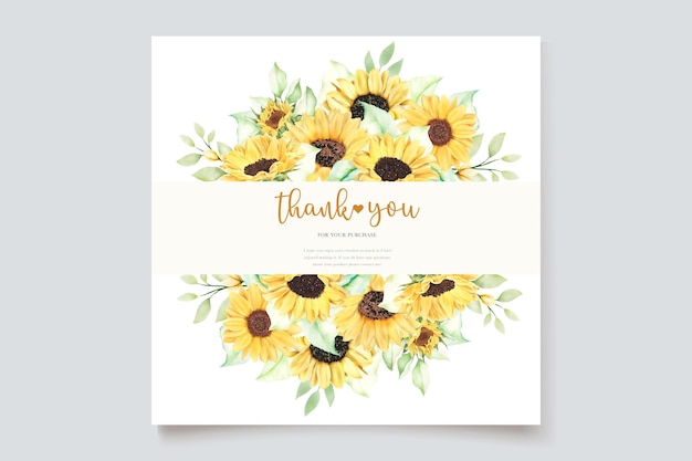 Watercolor sunflower invitation card