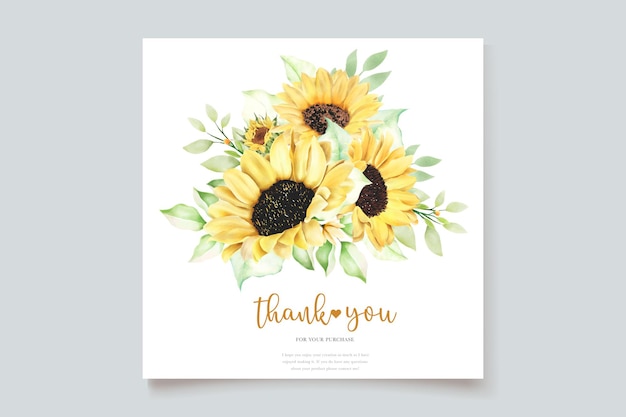 Watercolor sunflower invitation card