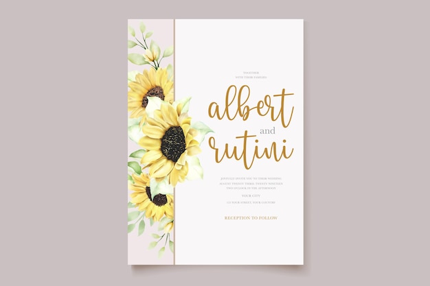 Watercolor sunflower invitation card