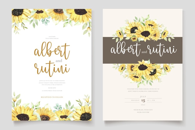 Watercolor sunflower invitation card