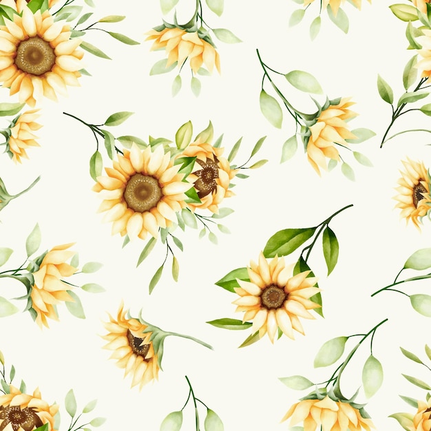 Free vector watercolor sunflower seamless pattern