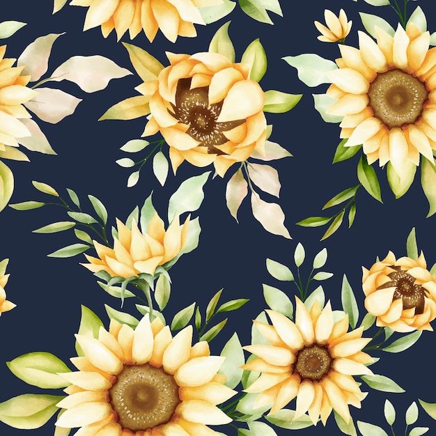 Free vector watercolor sunflower seamless pattern