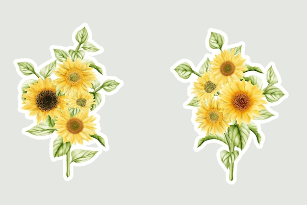 Free vector watercolor sunflower sticker illustration