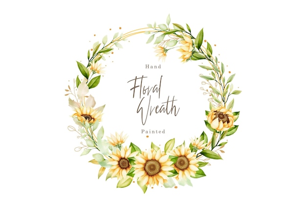 Free vector watercolor sunflower wreath design illustration