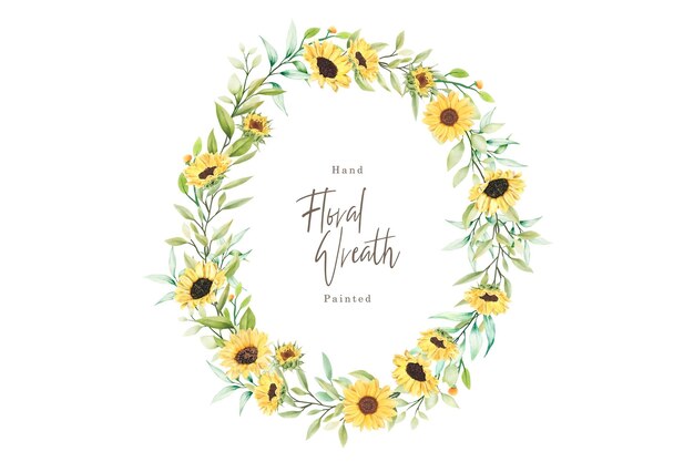 watercolor sunflower wreath illustration