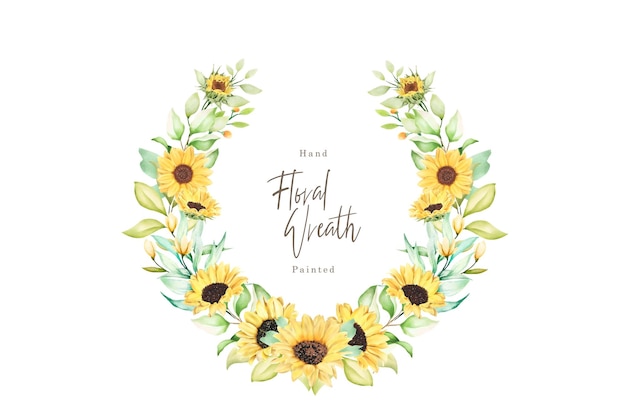 Watercolor sunflower wreath illustration