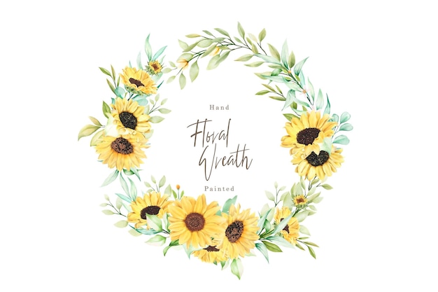 Free vector watercolor sunflower wreath illustration