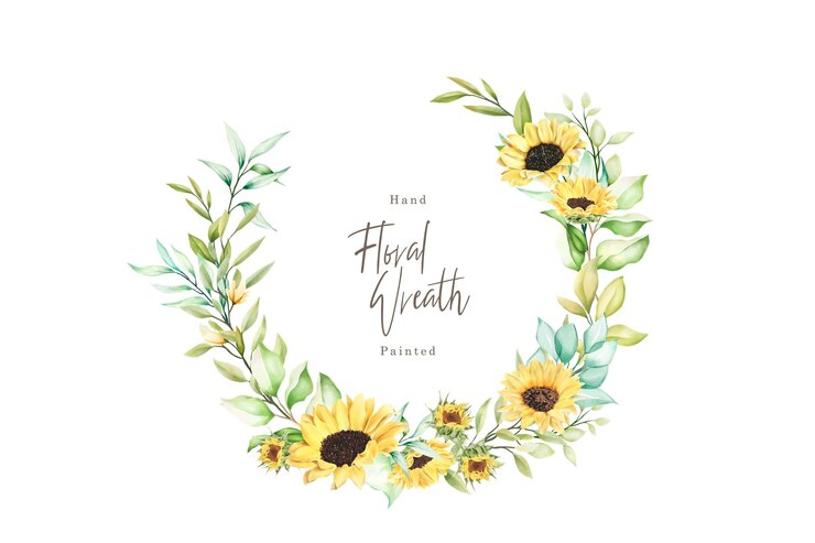 Free Vector watercolor sunflower wreath illustration