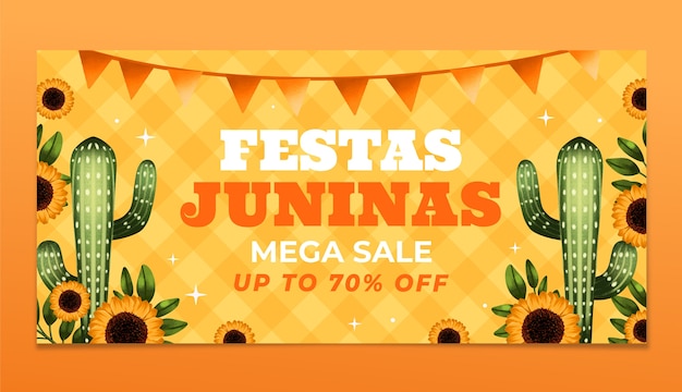 Banner di girasoli ad acquerello festas juninas