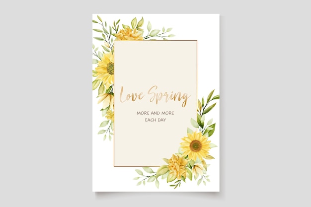 watercolor sunflowers wedding invitation card template