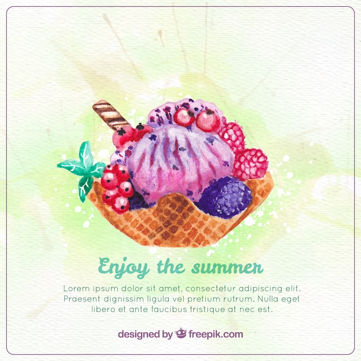 Free Vector watercolor super icre cream