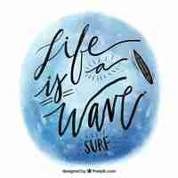 Free vector watercolor surf quote