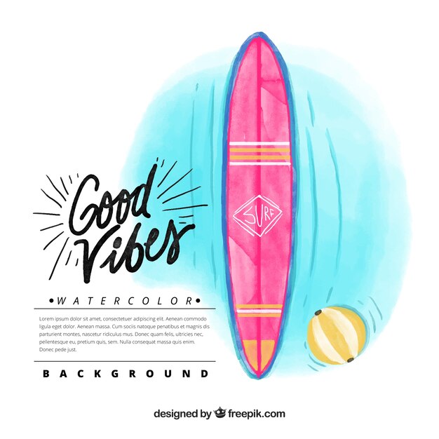 Watercolor surfboard background 