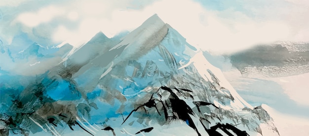 Free vector watercolor tall mountains background