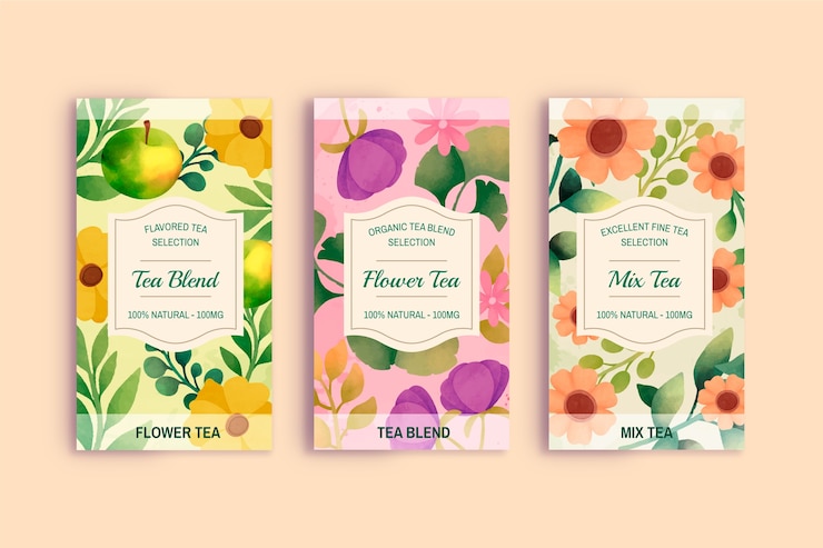 Free Vector watercolor  tea label template set