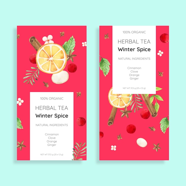 Free vector watercolor tea label template