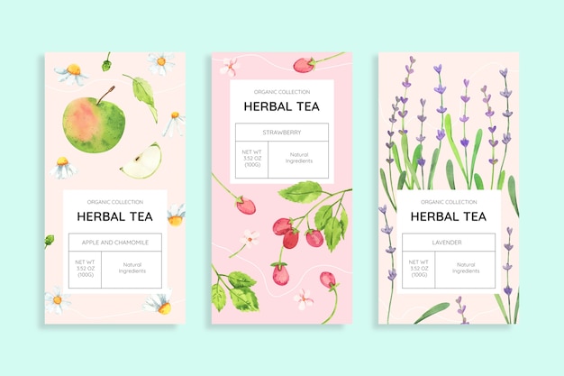 Watercolor tea label template