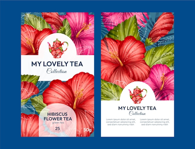 Watercolor tea label template