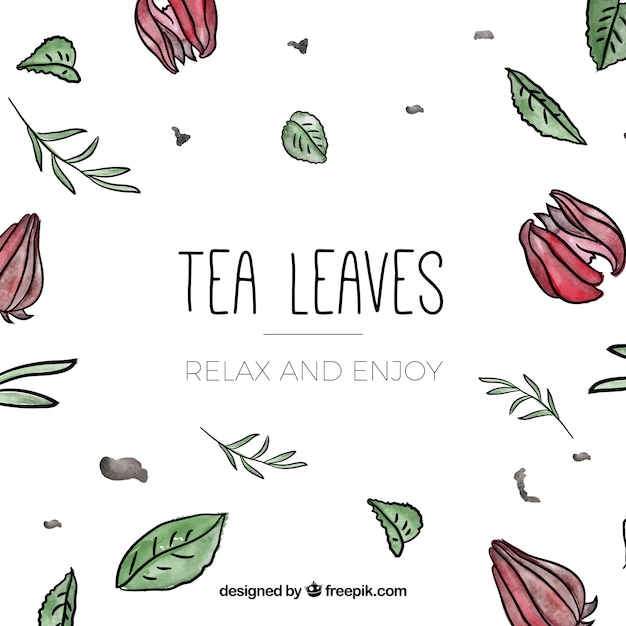 Free vector watercolor tea leaves background