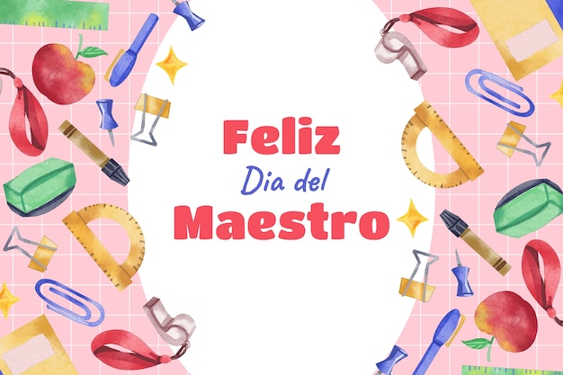 Free vector watercolor teacher's day background in spanish