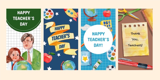 Watercolor teachers' day instagram stories collection