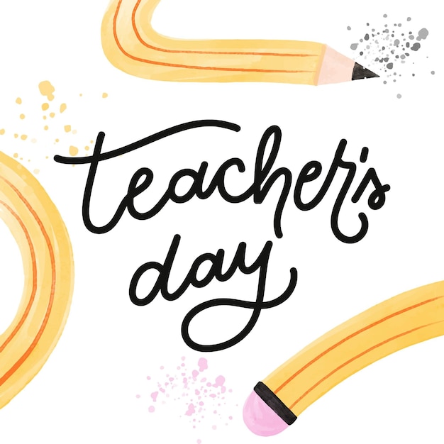 Free vector watercolor teachers' day lettering