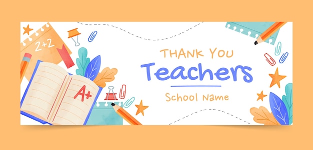 Watercolor teachers' day social media cover template