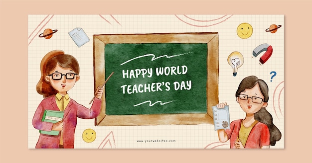 Watercolor teachers' day social media post template