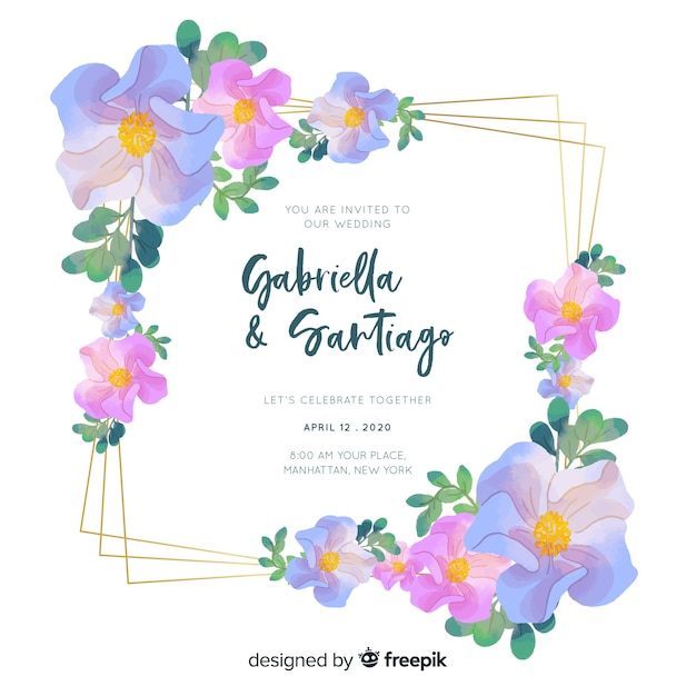 Watercolor tempate for wedding invitation