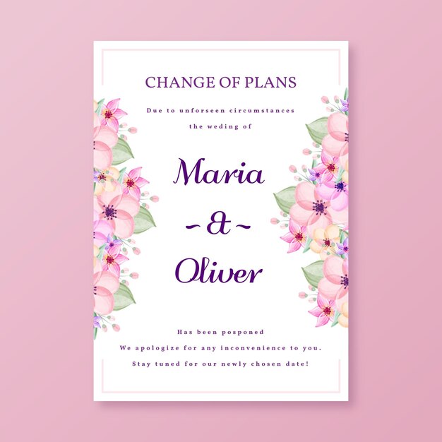 watercolor template for postponed wedding