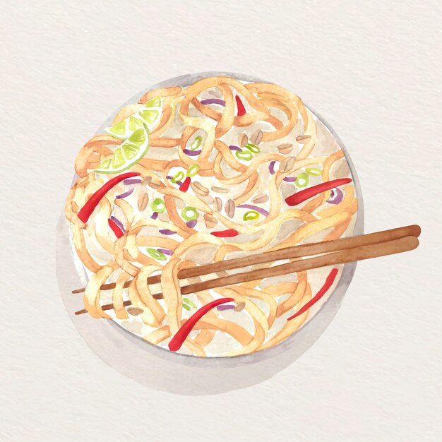 Watercolor thai food illustration