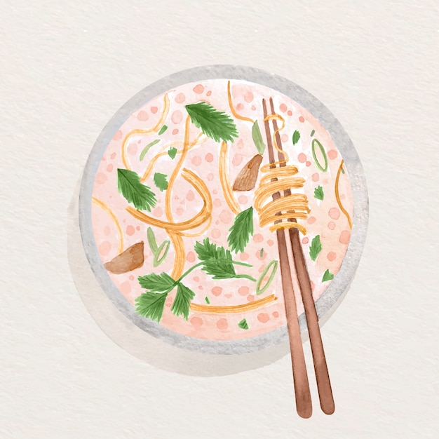 Watercolor thai food illustration