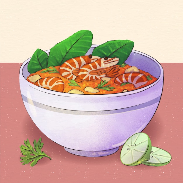 Free vector watercolor thai food illustration