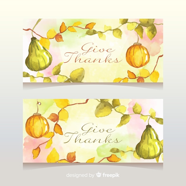 Free vector watercolor thanksgiving banners