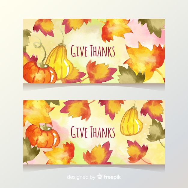 Watercolor thanksgiving banners