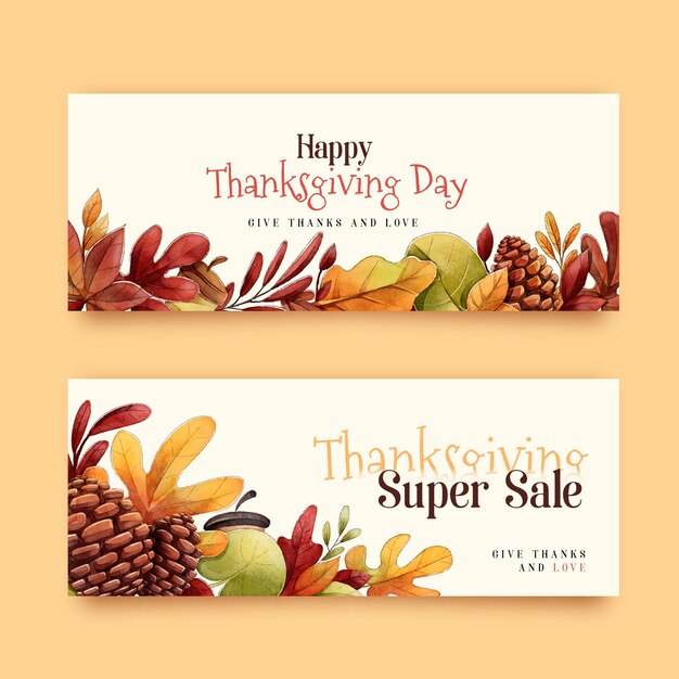 Watercolor thanksgiving banners