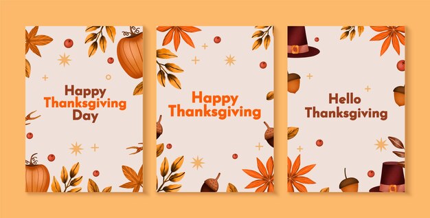 Коллекция акварельных поздравительных открыток на день благодарения