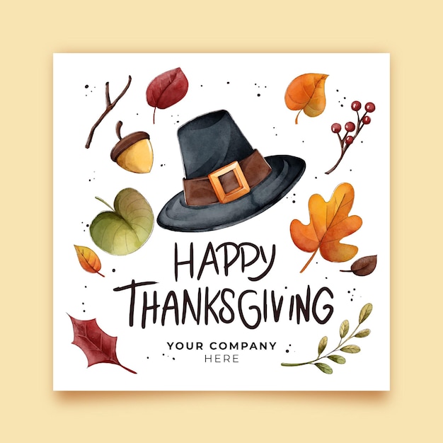 Free vector watercolor thanksgiving instagram posts