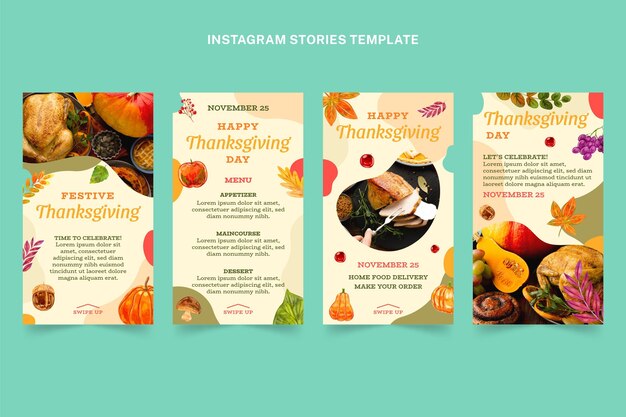 Raccolta di storie di instagram del ringraziamento ad acquerello