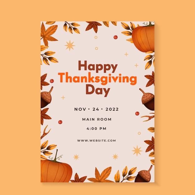 watercolor thanksgiving invitation template