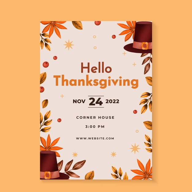 Watercolor thanksgiving invitation template