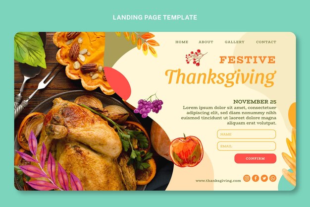 Watercolor thanksgiving landing page template