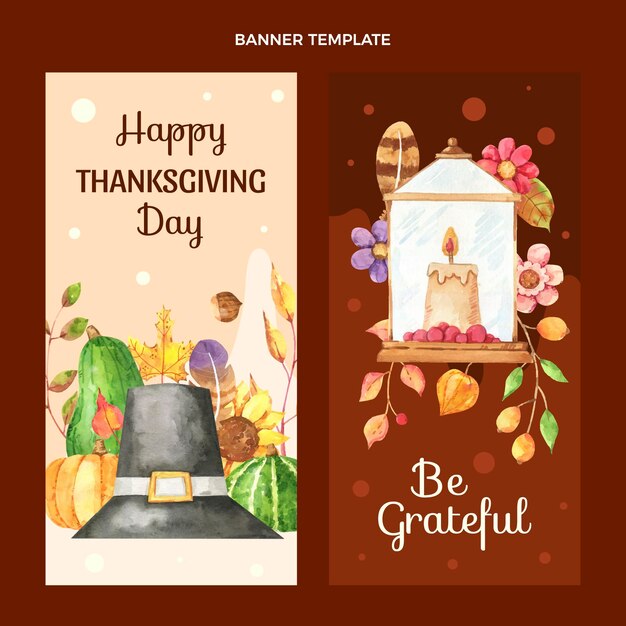 Watercolor thanksgiving vertical banners set