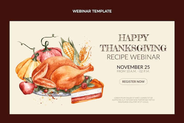 Free vector watercolor thanksgiving webinar template