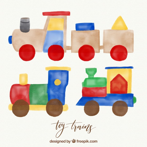 Free vector watercolor toy trains